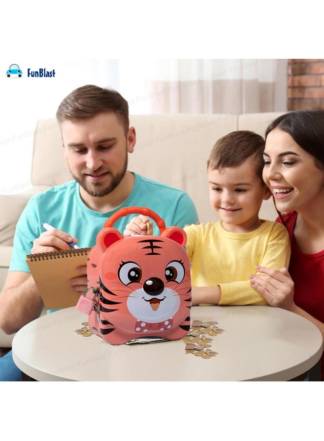 FunBlast Tiger Coin Box for Kids with Lock and Key - Cartoon Toy Money Bank for Kids Piggy Saving Box for Girls, Boys, Birthday Return Gift for Children (Pink) - Image 5