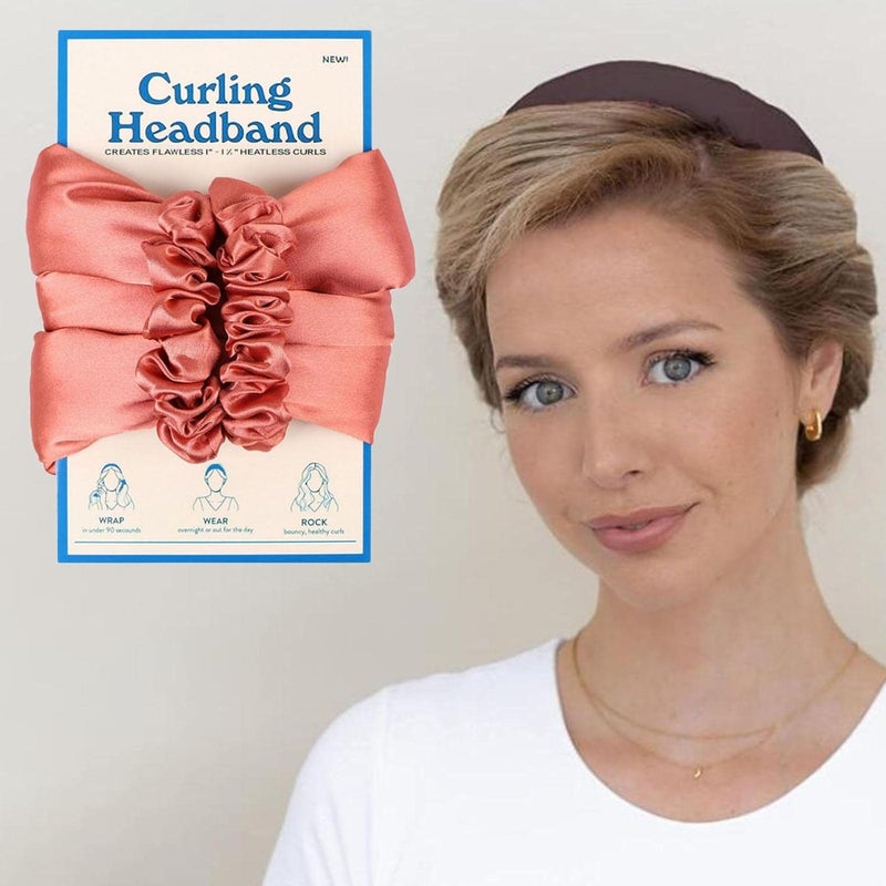 klarako Comfortable Heatless Curling Rod Women Girls Sleep DIY Headband, Curl Ribbon, Long Hair Overnight Hair Roller Wave Tools No Heat Lazy Curlers  Red - Image 4