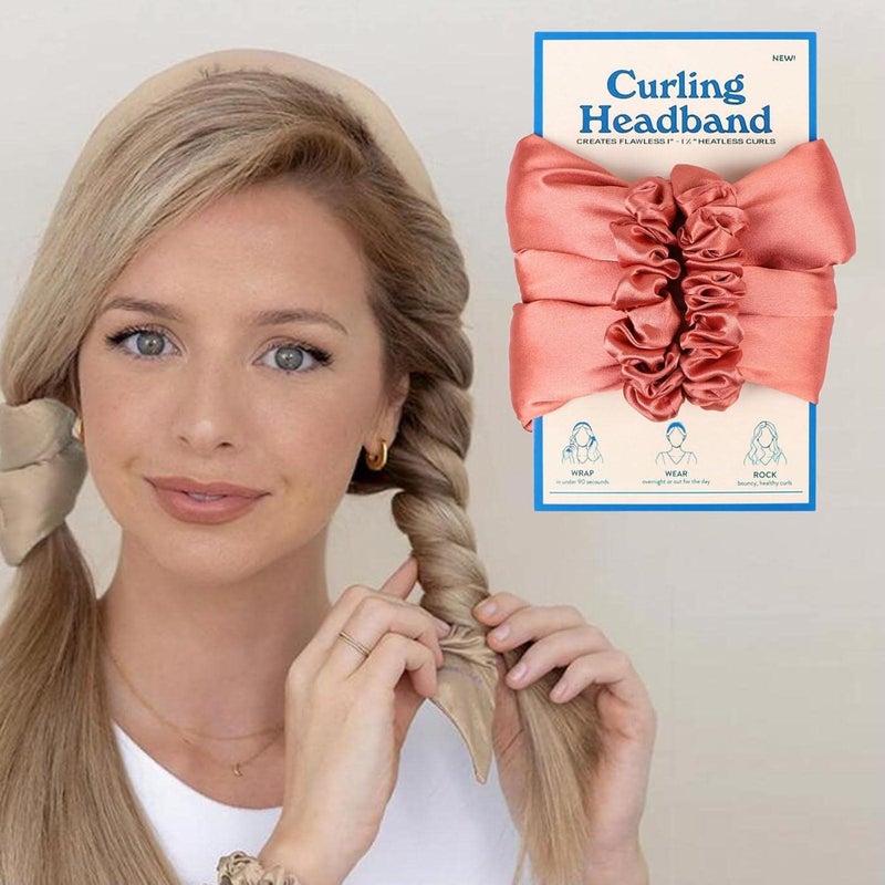 klarako Comfortable Heatless Curling Rod Women Girls Sleep DIY Headband, Curl Ribbon, Long Hair Overnight Hair Roller Wave Tools No Heat Lazy Curlers  Red - Image 3