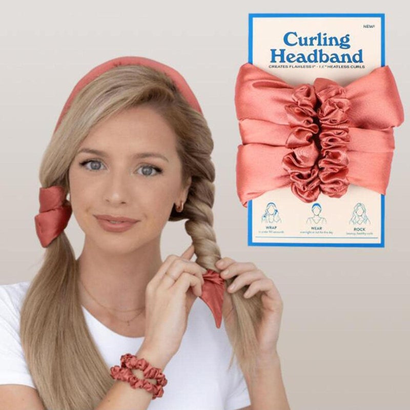 klarako Comfortable Heatless Curling Rod Women Girls Sleep DIY Headband, Curl Ribbon, Long Hair Overnight Hair Roller Wave Tools No Heat Lazy Curlers  Red - Image 2