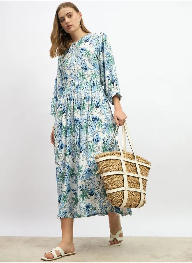 ستايلي Floral Printed Midi A-Line Dress