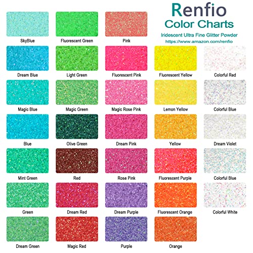 Renfio Iridescent Ultra Fine Glitter Powder Resin Supplies Glitters 1.94 Oz (55g) PET Flake Crafts Sequins 1/128" 0.008" 0.2mm Epoxy Chips Flakes for Tumbler Slime Olympic Decorations - Colorful White - Image 3