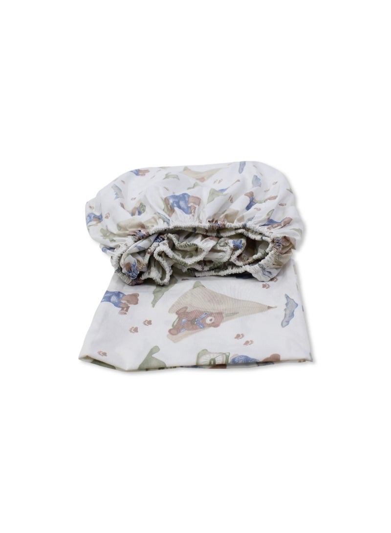 اوركيدز ملاءة سرير قطنية - لون أبيض كريمي بنقشة دب ودراجة - Image 2