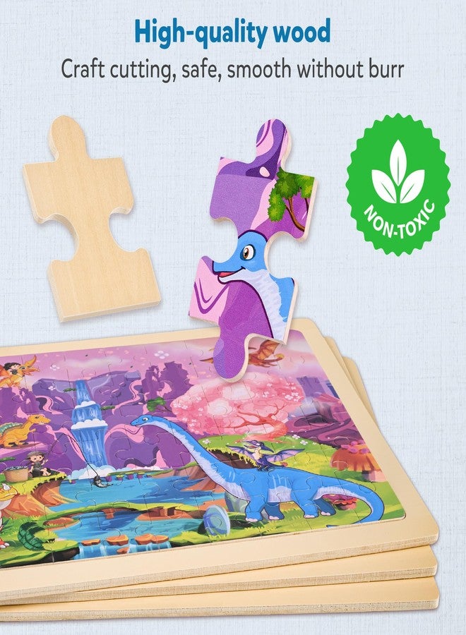 SYNARRY Wooden Dinosaur Puzzles for Kids Ages 4-6, 6 Packs 60 PCs Jigsaw Puzzles Educational Toys Gifts for Children Ages 4-8, Easter Basket Stuffers Gifts Toys for Kids - Image 4