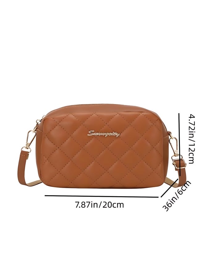 Women's PU Leather Shoulder Bag, Ladies Diamond Checkered Crossbody Bag Sling Bag Side Bag Carry Bag, Daily Commuting Small Square Bag Camera Bag Phone Bag Satchel Bag for Girls/College Students  - Image 4