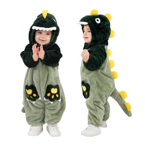TONWHAR Kids And Toddlers Infant Tiger Dinosaur Animal Fancy Dress Costume Outfit Hooded Romper Jumpsuit4THeight4043 - Image 1