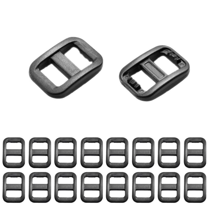 CooBigo 50pcs 3/8" (10.5mm) Webbing Black Plastic Slider Tri-Glide Adjust Buckles for Cat Dog Collar Backpack Straps FLC096-B - Image 1