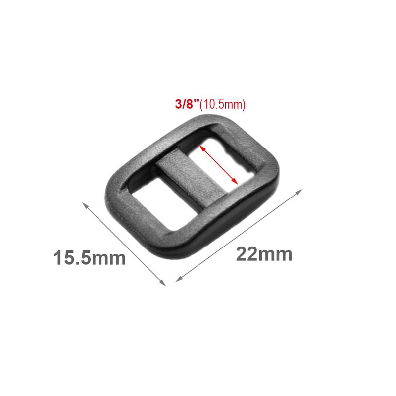 CooBigo 50pcs 3/8" (10.5mm) Webbing Black Plastic Slider Tri-Glide Adjust Buckles for Cat Dog Collar Backpack Straps FLC096-B - Image 3
