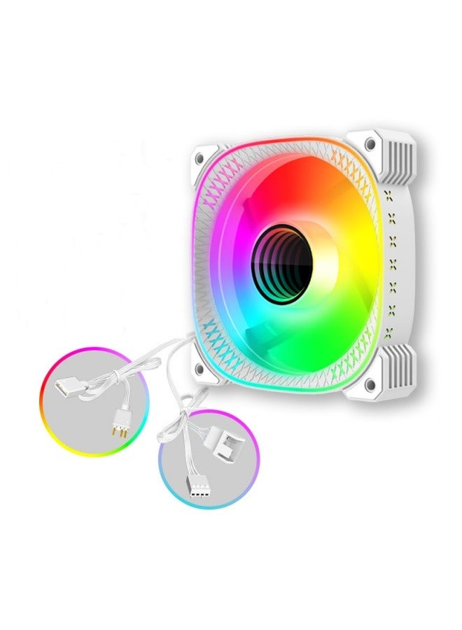 M MIAOYAN New temperature-controlled 5VARGB chassis fan 12cm desktop computer internal and external luminous silent forward-turn cooling fan - Image 1