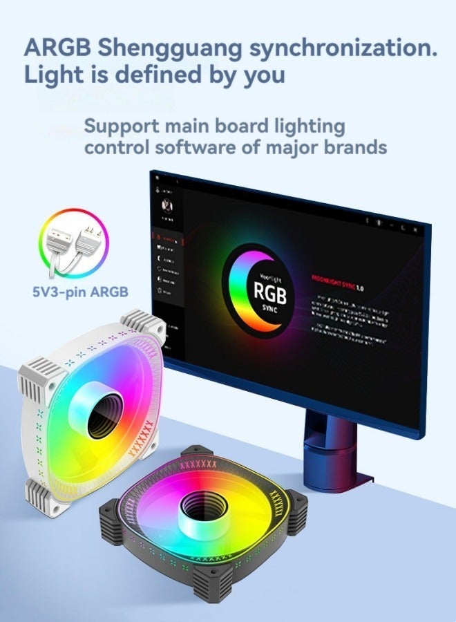 M MIAOYAN New temperature-controlled 5VARGB chassis fan 12cm desktop computer internal and external luminous silent forward-turn cooling fan - Image 3
