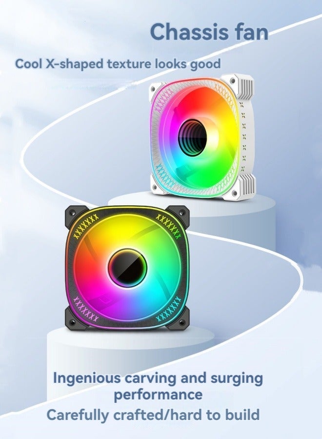 M MIAOYAN New temperature-controlled 5VARGB chassis fan 12cm desktop computer internal and external luminous silent forward-turn cooling fan - Image 2