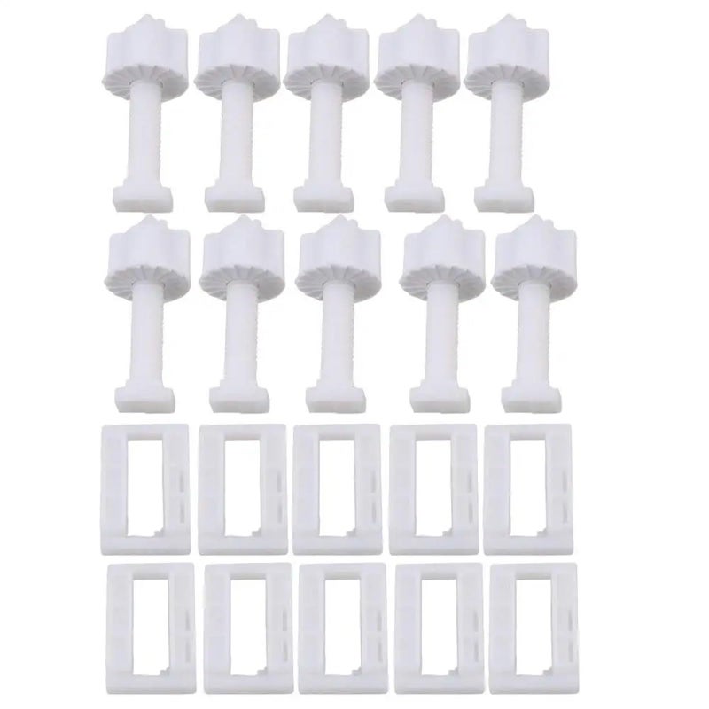 White Plastic Toilet Cover Hinge Screws With Blind Hole Nuts 20 Pieces Set - Image 3