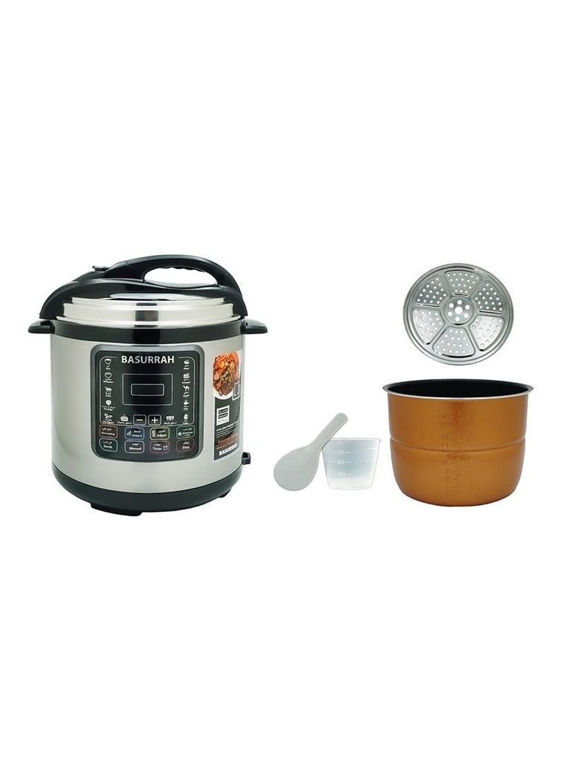 BASURRAH Electric pressure cooker 6 liters steel cover  - Image 1
