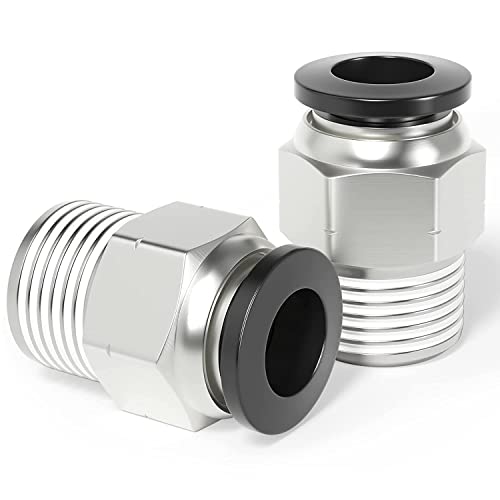 TAILONZ PNEUMATIC Male Straight 1/2 Inch Tube OD x 3/8 Inch NPT Thread Push to Connect Fittings PC-1/2-N3 (Pack of 10) - Image 1
