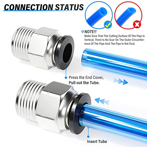 TAILONZ PNEUMATIC Male Straight 1/2 Inch Tube OD x 3/8 Inch NPT Thread Push to Connect Fittings PC-1/2-N3 (Pack of 10) - Image 4