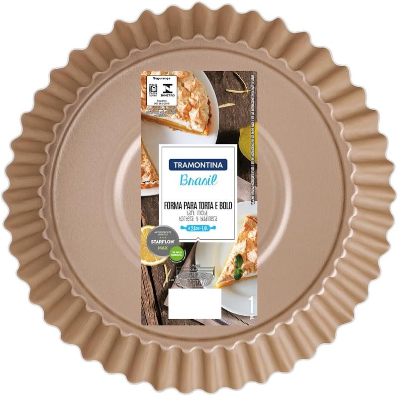 Brasil 26cm 1.8L Red Aluminum Tart Mold with Interior and Exterior Starflon Max PFOA Free Nonstick Coating - Image 2