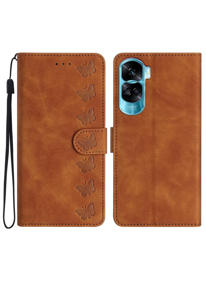 اس-توب جراب هاتف Honor 90 Lite من الجلد المنقوش بسبع فراشات - Image 1