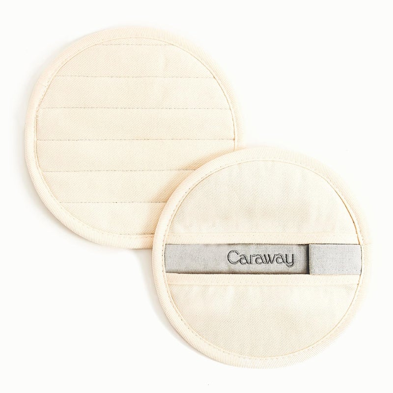 Caraway Pot Holders 100 Organic Cotton Pot Holder DoubleLayer Stain Resistant Stitching Resists High Heat Low Cold Temperatures Machine Washable Cream - Image 2