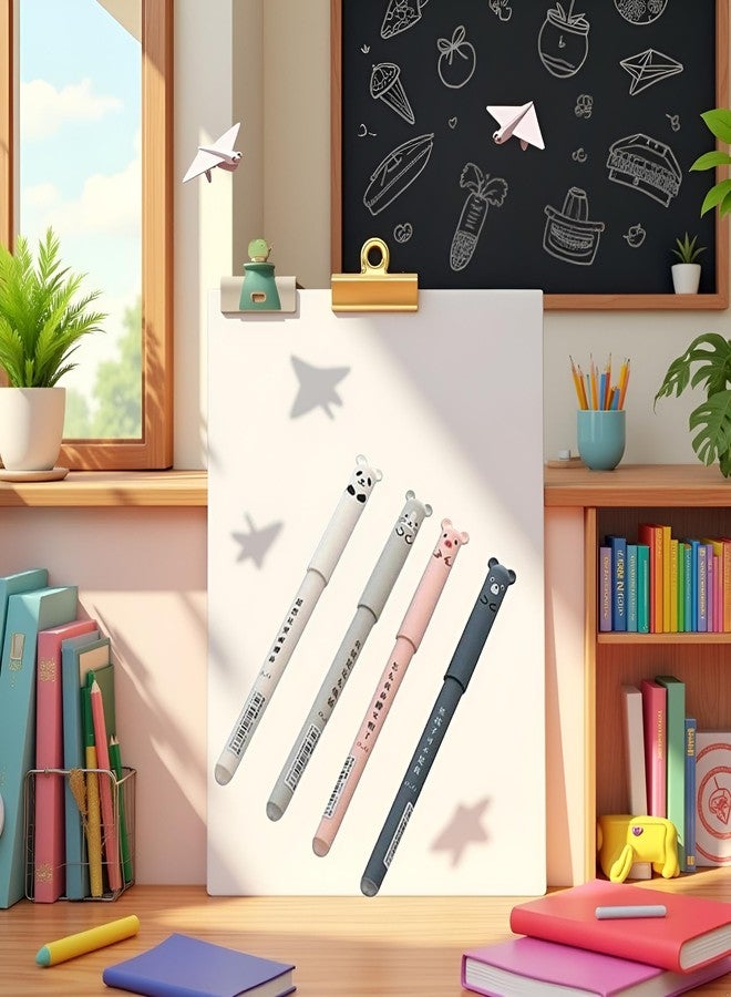 Zhuluck 4 Pcs Cute Erasable Gel Pen Cute School Supplies Cool Things Cartoon Erasable Easy to Rub Rub Gel Pen Kawaii Ballpoint Pen Rollerball Pens - Image 3