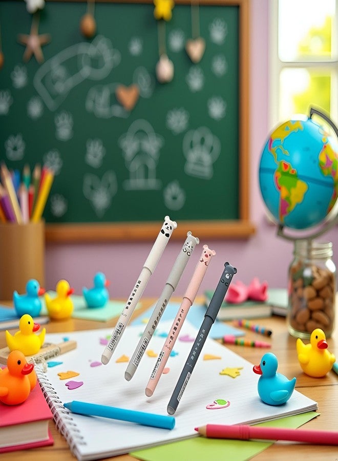 Zhuluck 4 Pcs Cute Erasable Gel Pen Cute School Supplies Cool Things Cartoon Erasable Easy to Rub Rub Gel Pen Kawaii Ballpoint Pen Rollerball Pens - Image 2