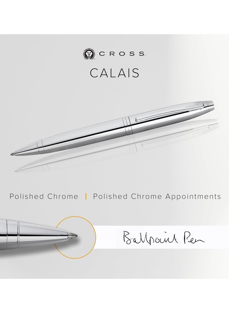Cross 1-Piece Calais Ballpoint Pen In Gift Box Black Ink Silver Barrel  - Image 2