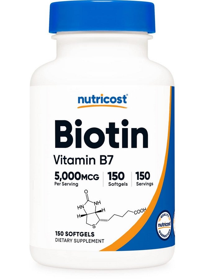 Nutricost Biotin (5000Mcg) In Coconut Oil 150 Softgels Gluten Free Nongmo - Image 2