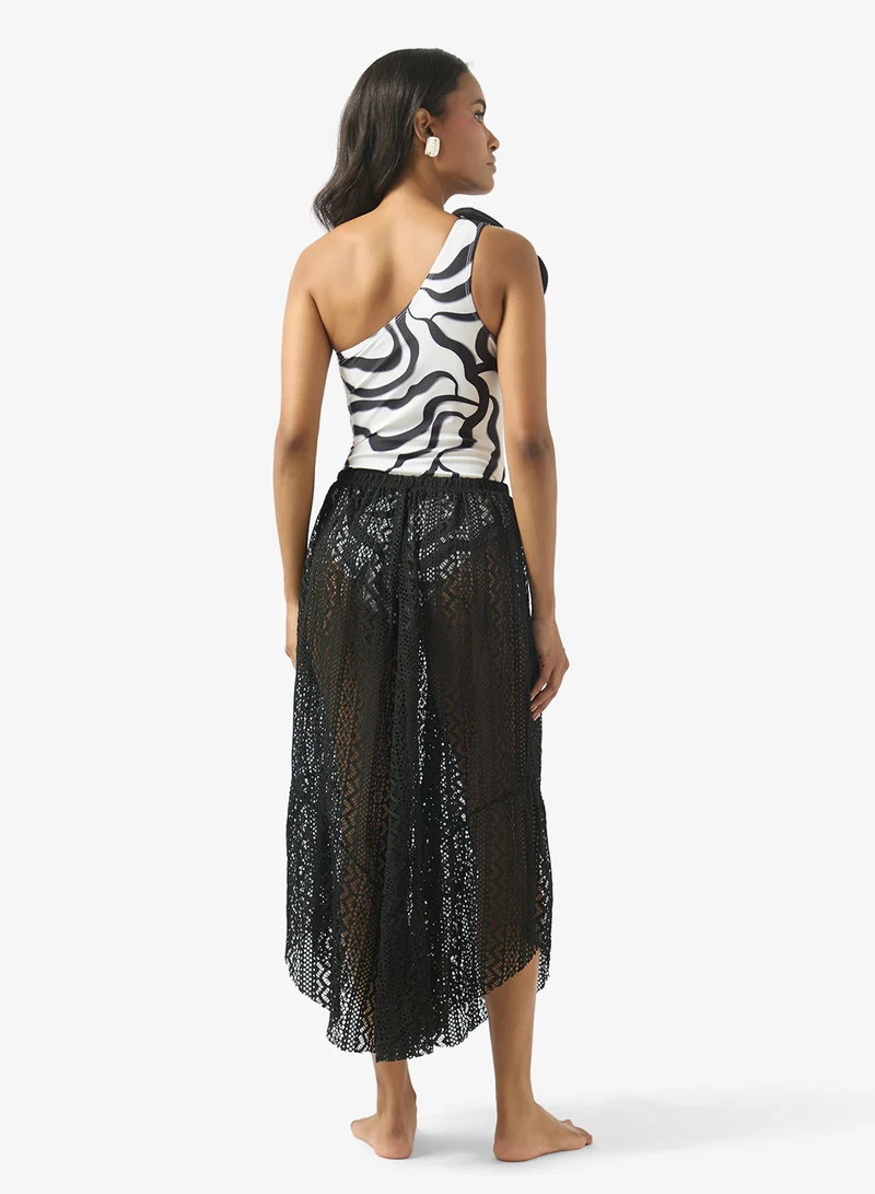 Soleira Swimsuit With 3D Florals & Sheer Beach Skirt