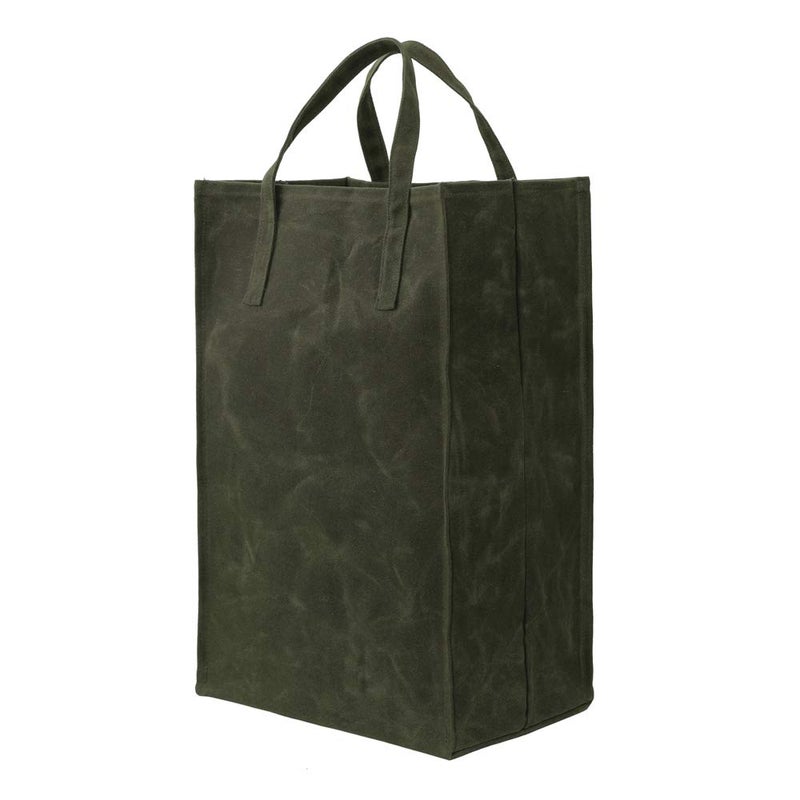 Kaaltisy Waxed Canvas Reusable Grocery Bag Heavy Duty Waxed Shopping Bag SelfStanding Vegan Farmers Market Bag Tall Hard Handfeel