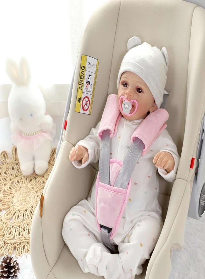 SWESEN Baby Car Seat Strap Covers, 3 Piece Soft Car Seat Strap Shoulder Pads for Baby Girls Boys, Double-Sided Use carseat Straps Covers for Stroller, Car Seats, Pushchair, Pink - Image 5