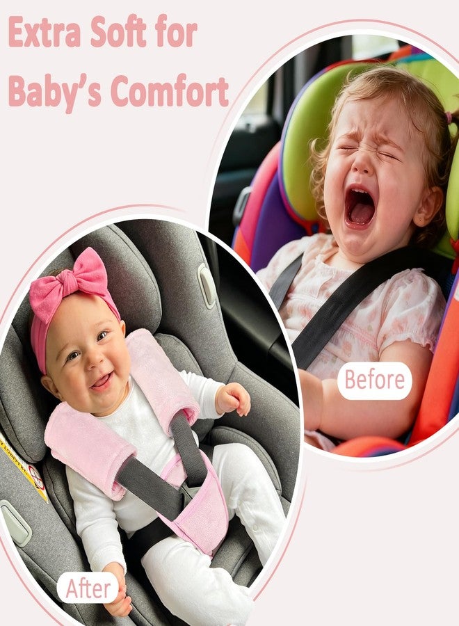 SWESEN Baby Car Seat Strap Covers, 3 Piece Soft Car Seat Strap Shoulder Pads for Baby Girls Boys, Double-Sided Use carseat Straps Covers for Stroller, Car Seats, Pushchair, Pink - Image 4