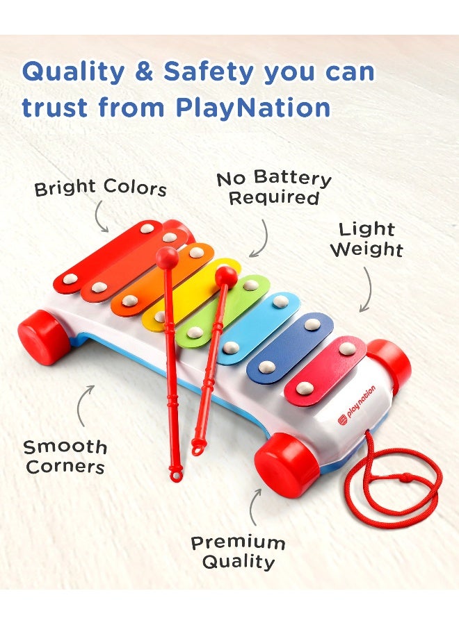 PlayNation Play Nation Pull Along Xylophone, Vibrant, Amazing Sounds, Promotes Fine Motor Skills, 3 Years+, L 24 x B 15.5 X H 6 cm - Multicolor - Image 4