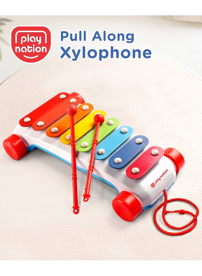 PlayNation Play Nation Pull Along Xylophone, Vibrant, Amazing Sounds, Promotes Fine Motor Skills, 3 Years+, L 24 x B 15.5 X H 6 cm - Multicolor - Image 1