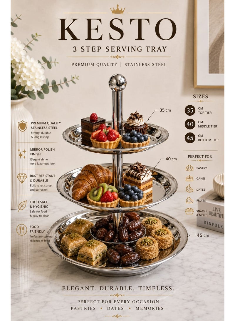 THREE-TIER STAINLESS STEEL TRAY HOLDER - Image 3