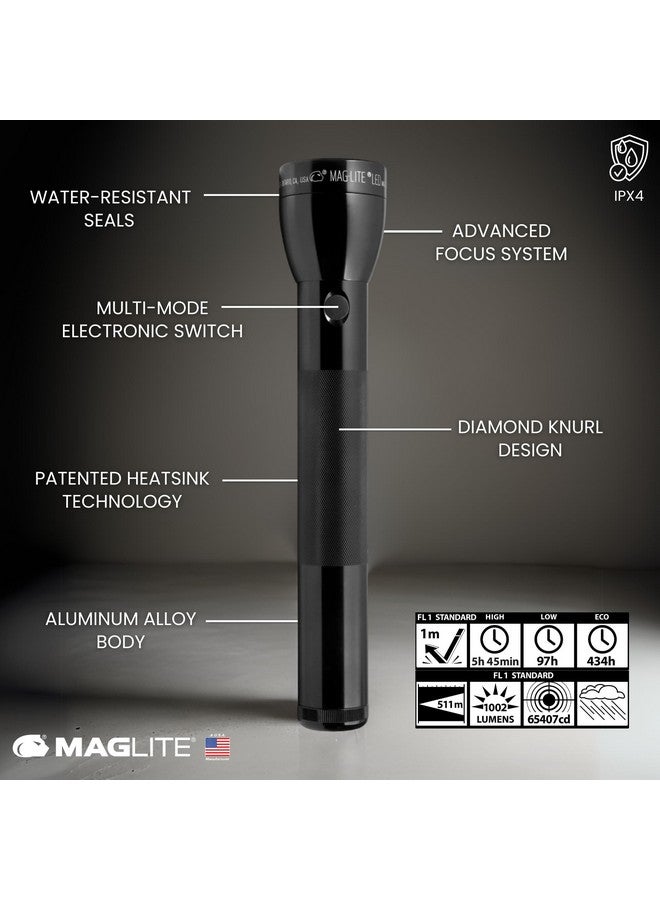 ماجلايت مصباح يدوي LED رباعي الأبعاد MagLite ML300L - 1002 لومن، وقت تشغيل طويل، شعاع قابل للتعديل، مقاوم للماء، هيكل من الألومنيوم - أسود - Image 2