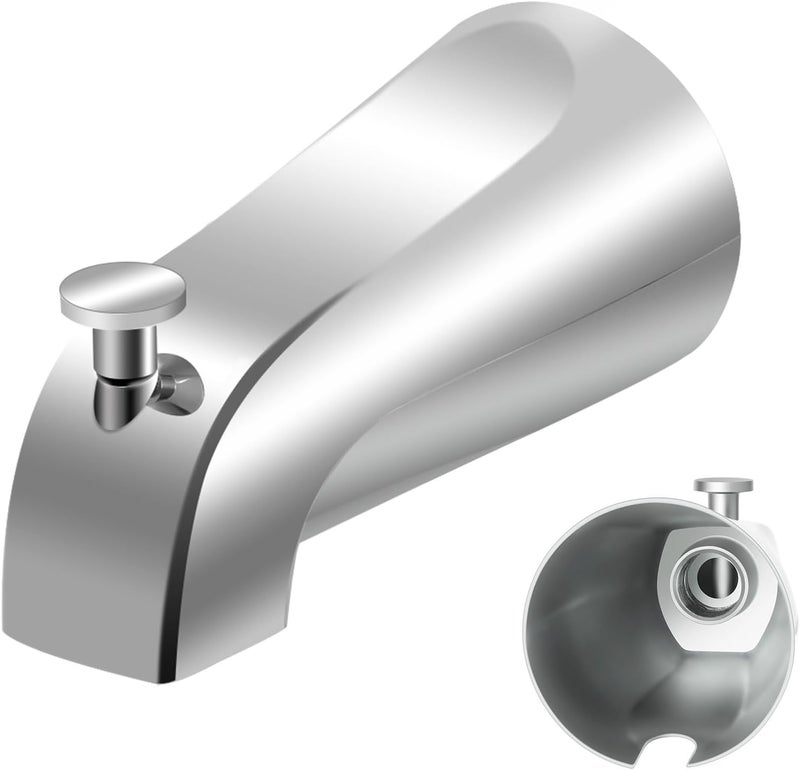 Coolfell 5 1/4 Inch Bathroom Tub Spout, Compatible with Westbrass E531D-1F-62, Bathtub Faucet for Wall Front Mount, Tub Spout with Shower Diverter for 1/2'' IPS Inside Thread (Chrome) - Image 1