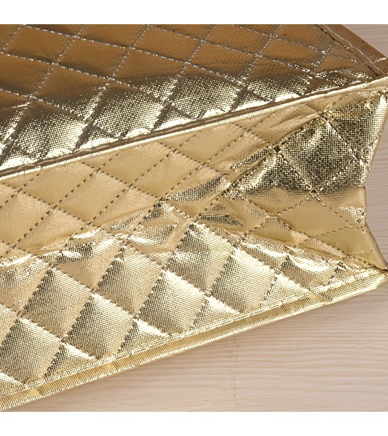Golden Embossed Checkered Laminated Non Woven Bag - Image 4