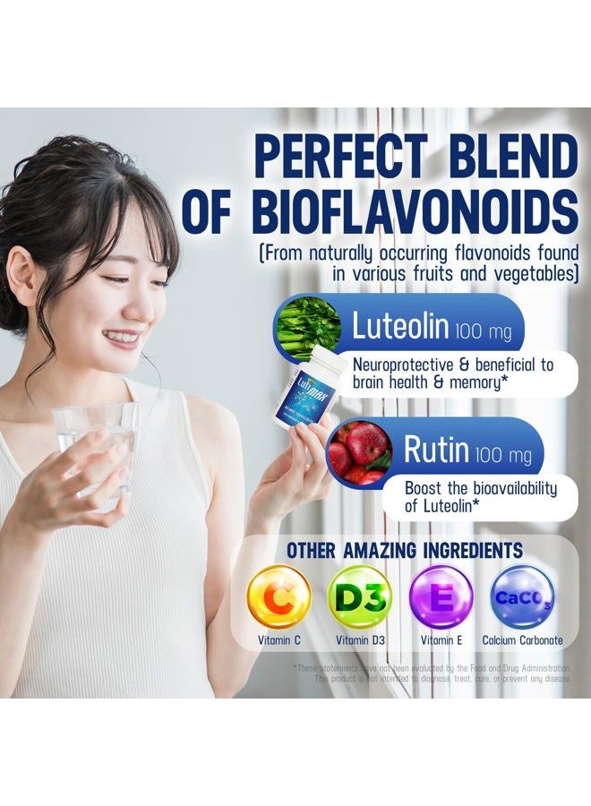 Luti max Luteolin Complex w/Rutin - Immune Support Brain Supplements - Bioflavonoids w/Vitamin C, D & E for Joint, Muscle, & Dietary Issues - Antioxidants Supplement w/Immune Support - 120 Tablets - Image 5