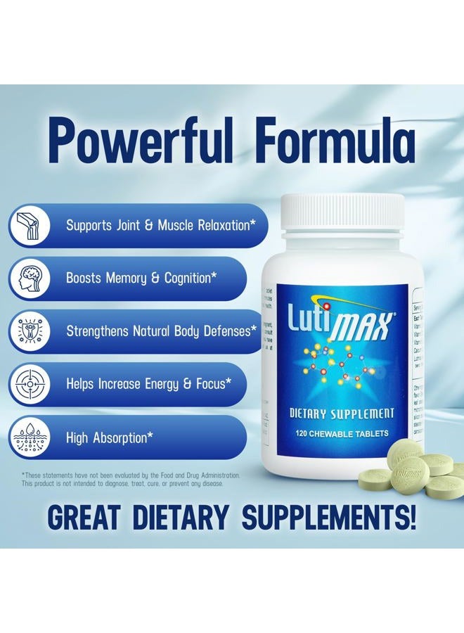 Luti max Luteolin Complex w/Rutin - Immune Support Brain Supplements - Bioflavonoids w/Vitamin C, D & E for Joint, Muscle, & Dietary Issues - Antioxidants Supplement w/Immune Support - 120 Tablets - Image 4