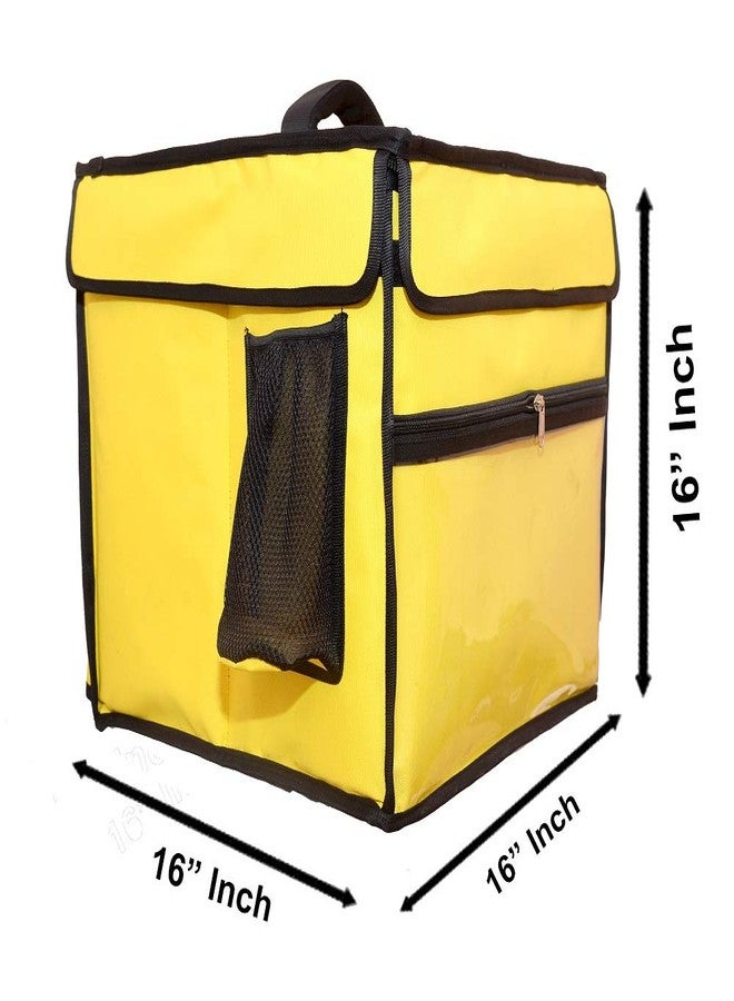 Quaffor Yellow 16 * 16 * 16 inch Food/zomato/swiggy/Cake Insulated delivery Backpack 60 LTR - Image 2