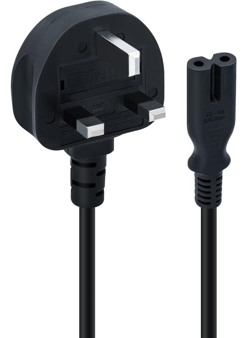 GUDOO كابل طاقة 1.2M UK (IEC320C7 إلى BS 1363) سلك طاقة C7 Figure 8، كابل طاقة PS4، سلك Kettle/سلك طاقة متوافق مع Samsung LG Philips Toshiba TV/Printer/PS4/PS3/PS5 - Image 1