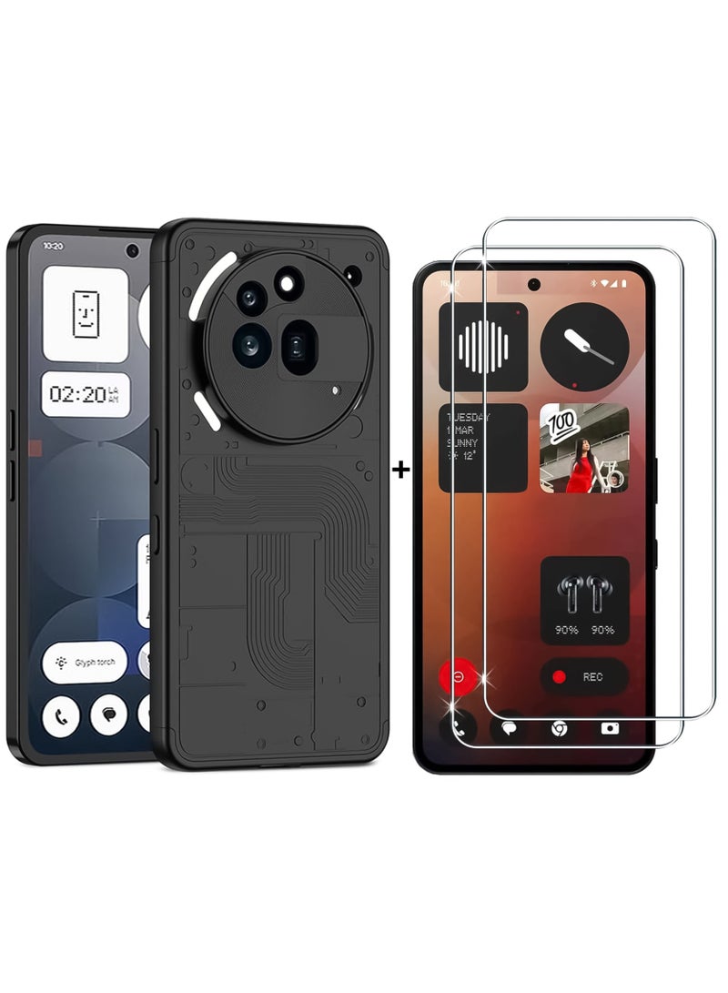 [1+2] for Nothing Phone 3a Pro Case and Screen Protector Accessorise, 360 Degree Full Body Hard Plastic Material Protective Back Cover, Detachable Split Slim Fit Shockproof Casing - Image 1