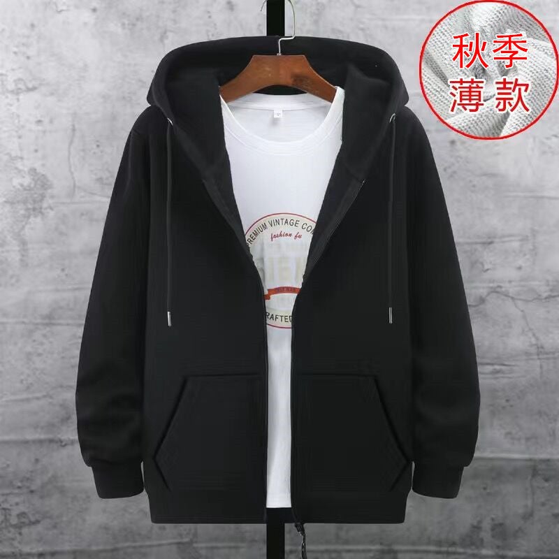2023 Mens Oversized Fleece Hoodie Korean Trend Black [fleece-lined]]  - Image 3