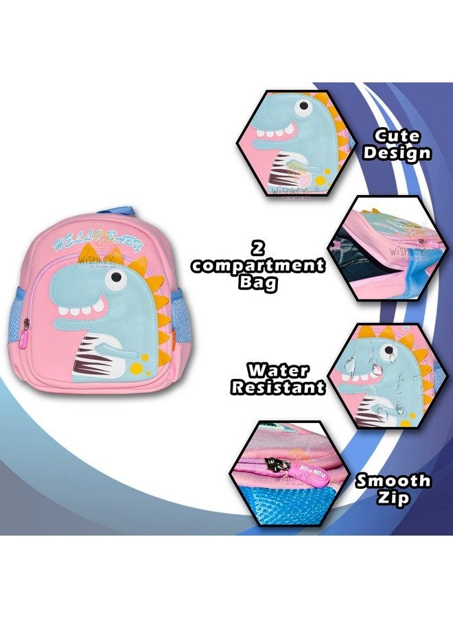 WISHKEY Cute Dinosaur Backpack for Preschoolers, Small Size, Pink - Image 4