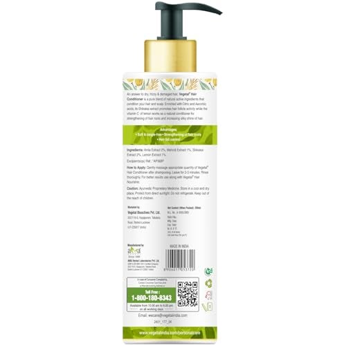 Vegetal Hair Conditioner 200 gms - Made of 100% natural bio-active extracts of Amla, Shikakai & Lemon- Free of Parabens, Silicon & Harmful Chemicals - Image 2