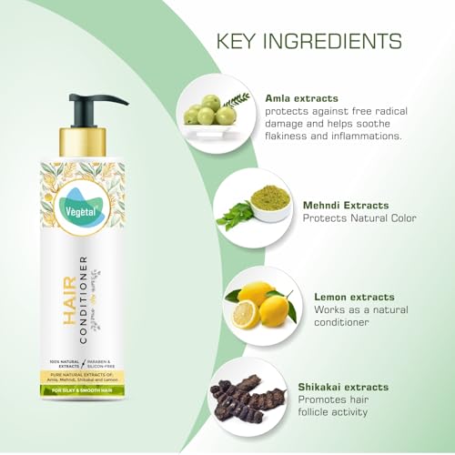 Vegetal Hair Conditioner 200 gms - Made of 100% natural bio-active extracts of Amla, Shikakai & Lemon- Free of Parabens, Silicon & Harmful Chemicals - Image 4