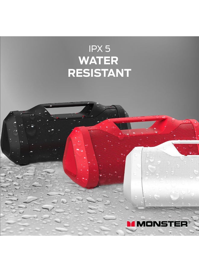 Monster Blaster 3.0 Portable Wireless Bluetooth Speaker, 120W Rechargeable Wireless Boombox, USB Charge Out, IPX5 Water Resistant - Red - Image 3