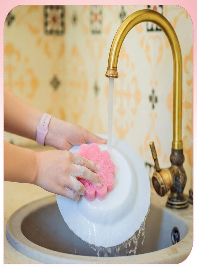 SiliFine 12 Pack Spring Flower Kitchen Sponges Bulk 3.15 x 4.7 Inch Scrub Sponge Dual Sided Scrubber Sponge Holiday Cleaning Sponges Dish for Dishwashing Kitchen Accessories Home Gift Decor - Image 2