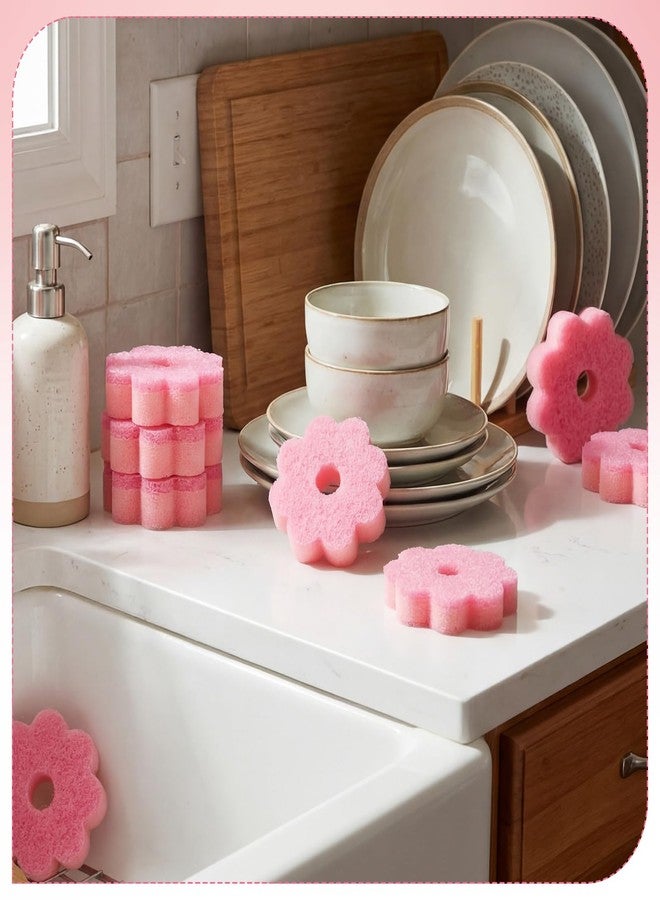 SiliFine 12 Pack Spring Flower Kitchen Sponges Bulk 3.15 x 4.7 Inch Scrub Sponge Dual Sided Scrubber Sponge Holiday Cleaning Sponges Dish for Dishwashing Kitchen Accessories Home Gift Decor - Image 3
