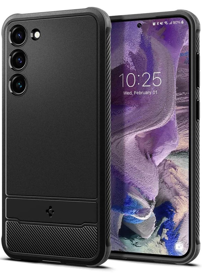 Spigen Rugged Armor for Samsung Galaxy S23 Case Cover with Carbon Fiber Textures - Matte Black  - Image 1