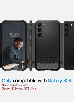 Spigen غطاء حماية متين لهاتف سامسونج جالاكسي S23 مصنوع من ألياف الكربون - أسود مطفي  - Image 2
